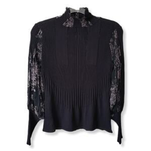 Vtg Black Silk Knit Top L WhimsiGoth Vampire Victorian Lolita Romantic Lydia